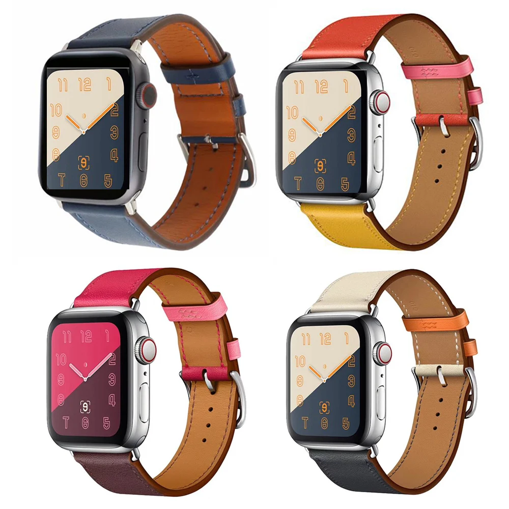 Высококачественный ремешок для часов iwatch series 4 3 2 1 для Apple Watch Band кожаный ремешок 42 мм 38 мм 40 мм 44 мм серия 5