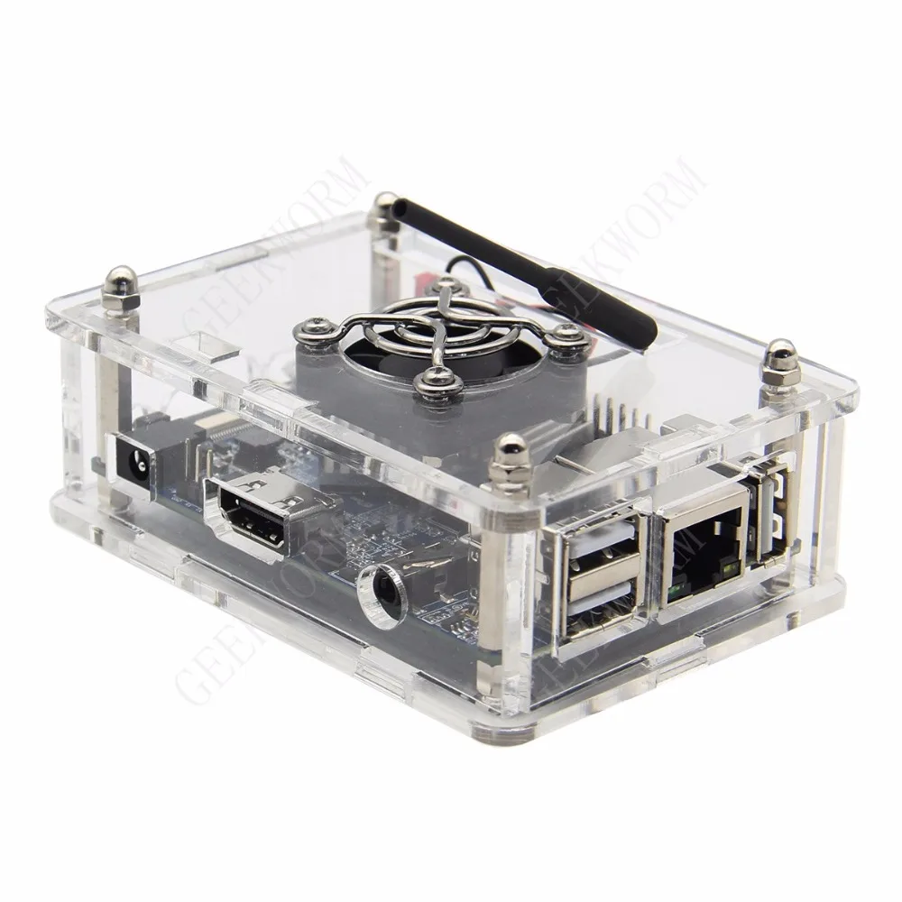 Оранжевый Pi PC/PC2/PC Plus акриловый чехол+ адаптер питания 5V 3A EU+ вентилятор охлаждения+ радиатор стартовый комплект оранжевый Pi Kit