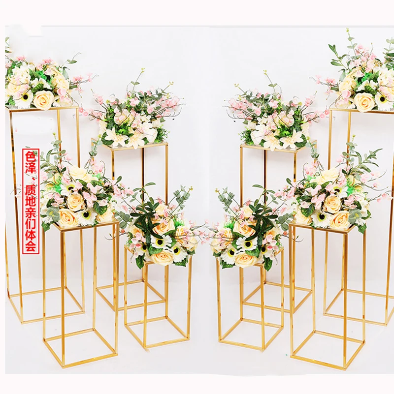

Золотая напольная ваза для цветов, 10 шт., колонна-подставка, металлическая, для дороги, свадебного стола, Центральная стойка для цветов, укра...