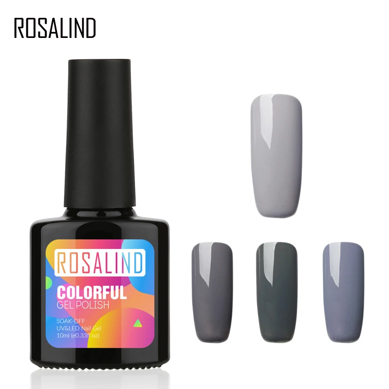 ROSALIND Gel 1S 10ml GRAY Color Series Nail Polish Makeup High Quality Pigment Art Vernis Semi Permanent gel lacquer | Красота и