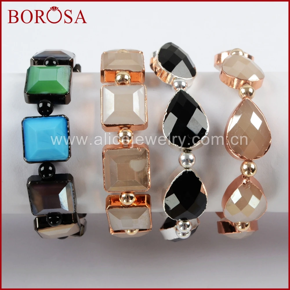 BOROSA 5 шт. натуральные многоцветные ограненные камни квадратный/подвеска