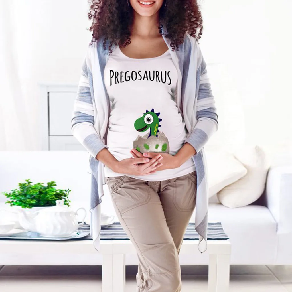 SAGACE Женская Футболка для беременных с героями мультфильмов пасхальное яйцо