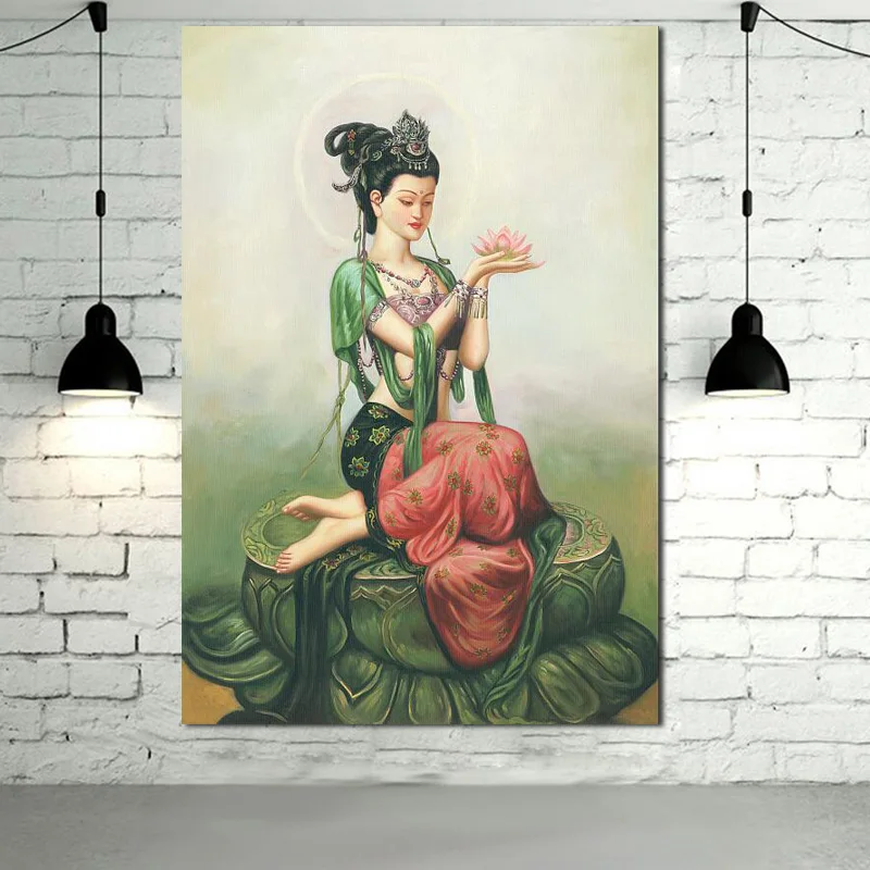 Высокое качество китайский Bodhisattva Настенная картина маслом на холсте украшение