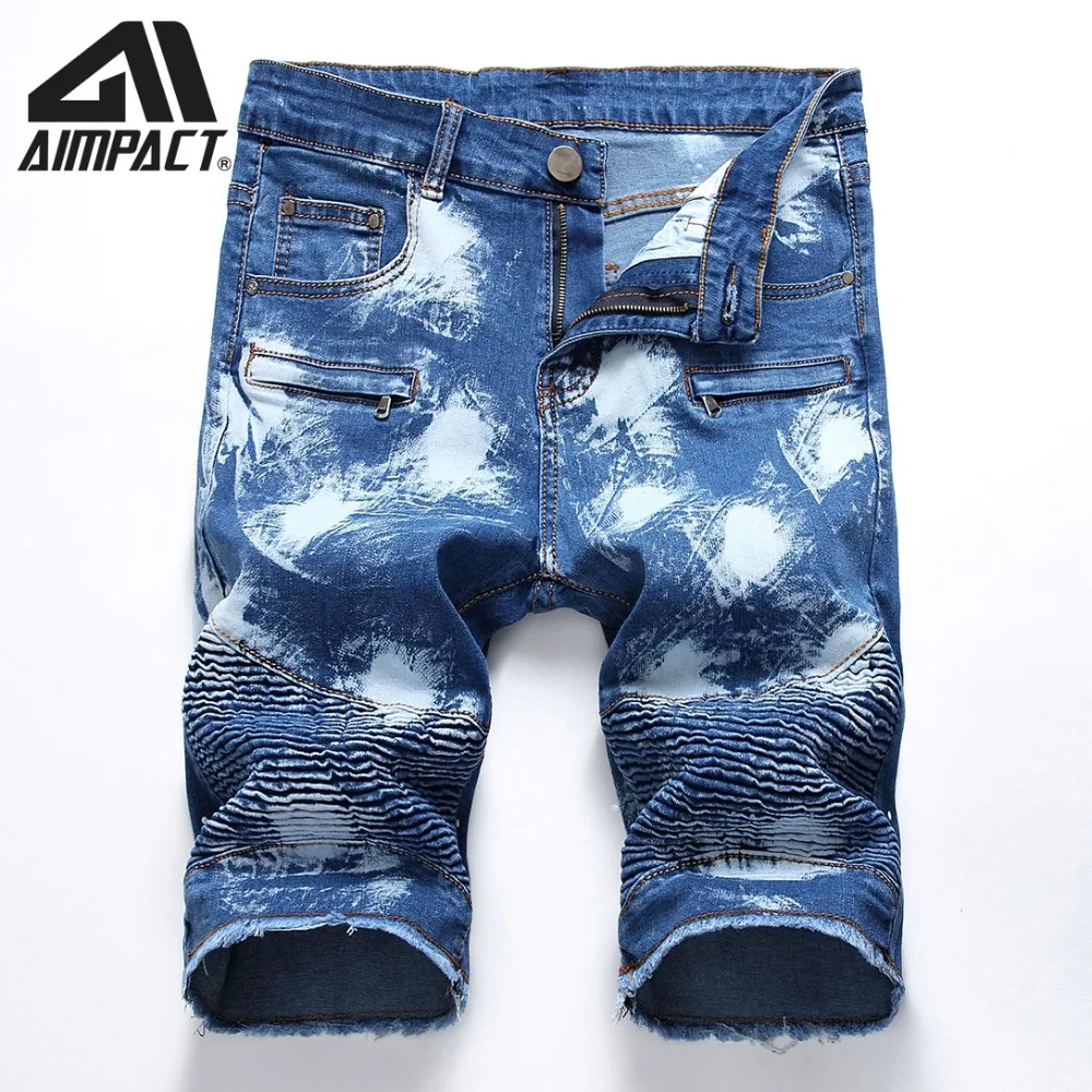 

2019 Fashion Denim for Men Slim Fitted Ripped Trunks Male Summer Skinny Skate Board Jean Shorts By Aimpact AM2309