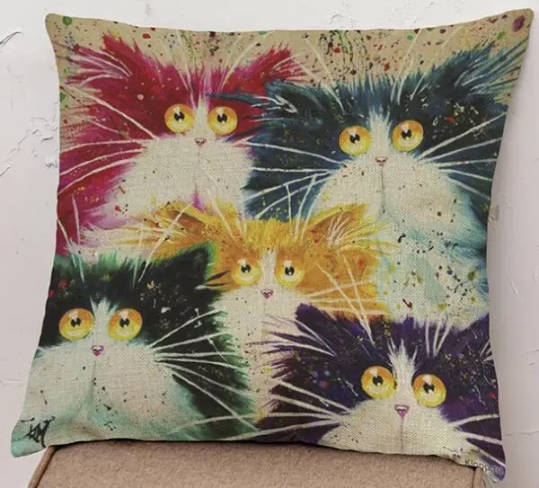 Чехол для подушки с мультяшным изображением толстого кота чехол Льняные