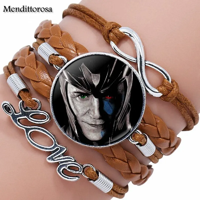 Многослойный кожаный браслет Loki с логотипом Бога озорства для мужчин и женщин |