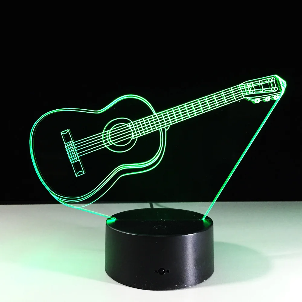 3D светильник Электрогитары Иллюзия светодиодный 7 цветов Изменение USB сенсорный