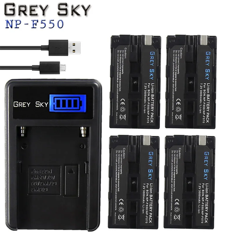 Charger and 4battery 3000 мА/ч, NP-F550 NP F550 NPF550 Батарея+ ЖК-дисплей Зарядное устройство для sony NP-F330 NP-F530 NP-F570 NP-F730 NP-F750 Hi-8 GV-D200 L10 - Цвет: Charger and 4battery
