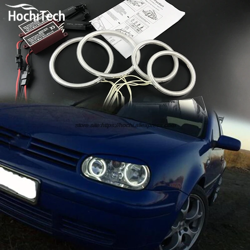 

HochiTech ccfl angel eyes kit white 6000k ccfl halo rings headlight For Volkswagen VW Golf Mk4 1998 to 2004