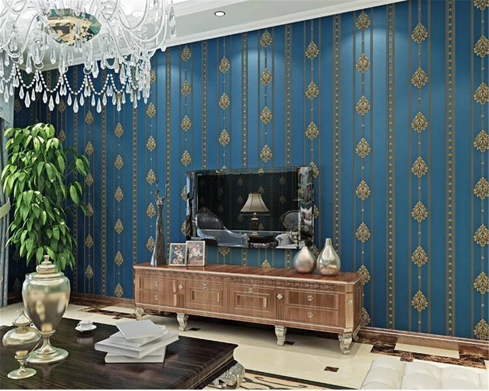 

beibehang Simple European vertical stripes non-woven wallpaper bedroom living room background 3d fine embossed wallpaper roll