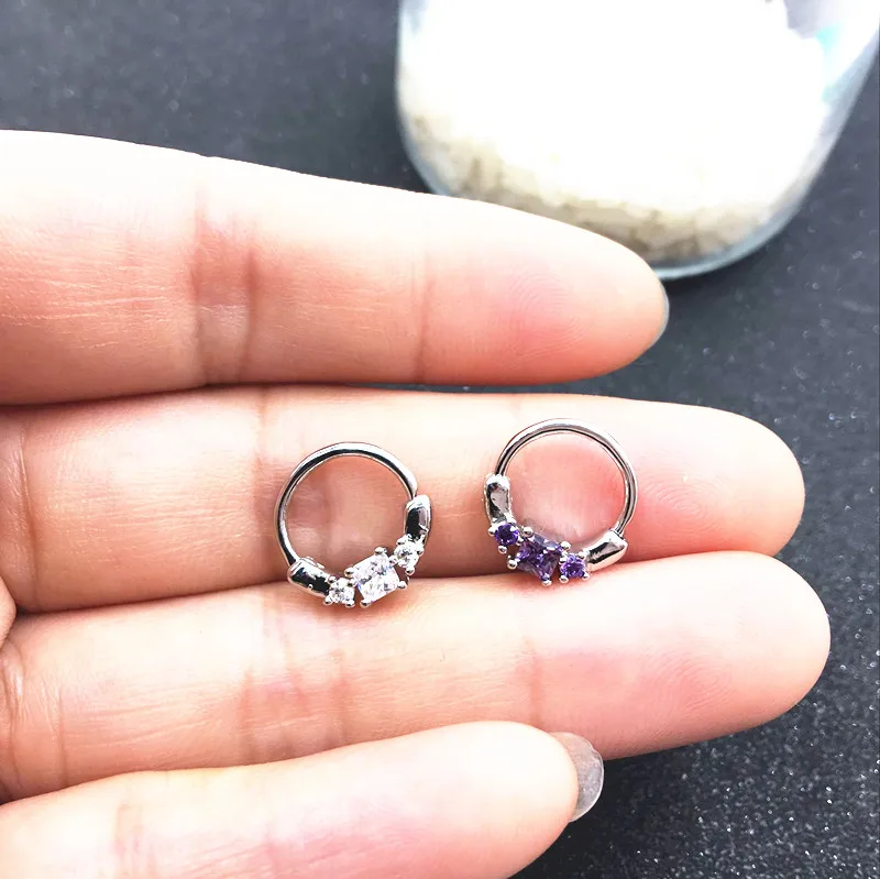 Кольцо для пирсинга носа с фианитом 10 шт.|nose ring|body piercingbody piercing jewelry |