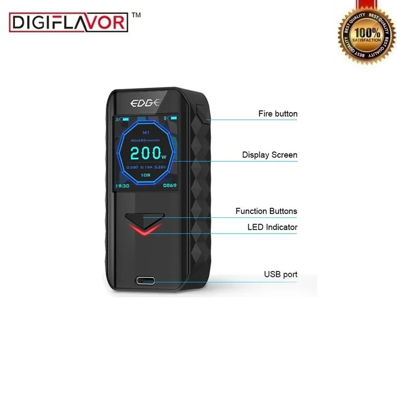 Оригинальный Digiflavor Edge 200 Вт поле Mod электронной сигареты моды для электронных