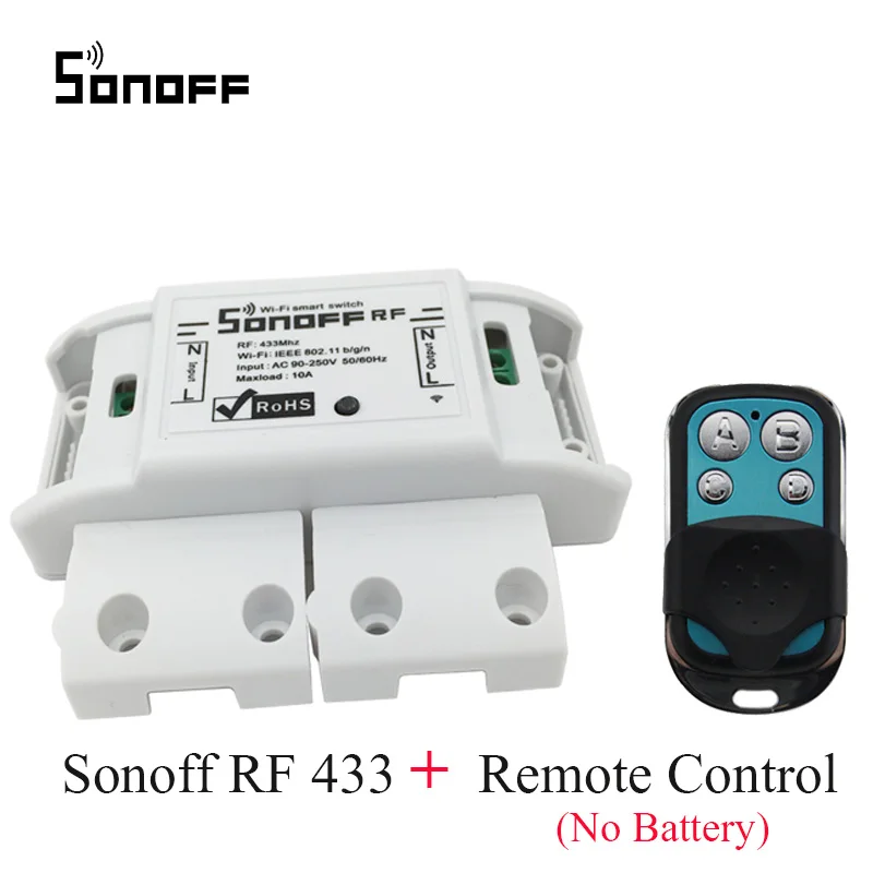 Интеллектуальный выключатель света Sonoff RF интеллектуальный пульт дистанционного управления Управление Wifi светильник переключатель, RF 433 МГц RF пульт Управление распределительного вала Набор инструментов умный дом работы с Alexa 220 V/10A/2200 w - Цвет: Sonoff RF add Remote