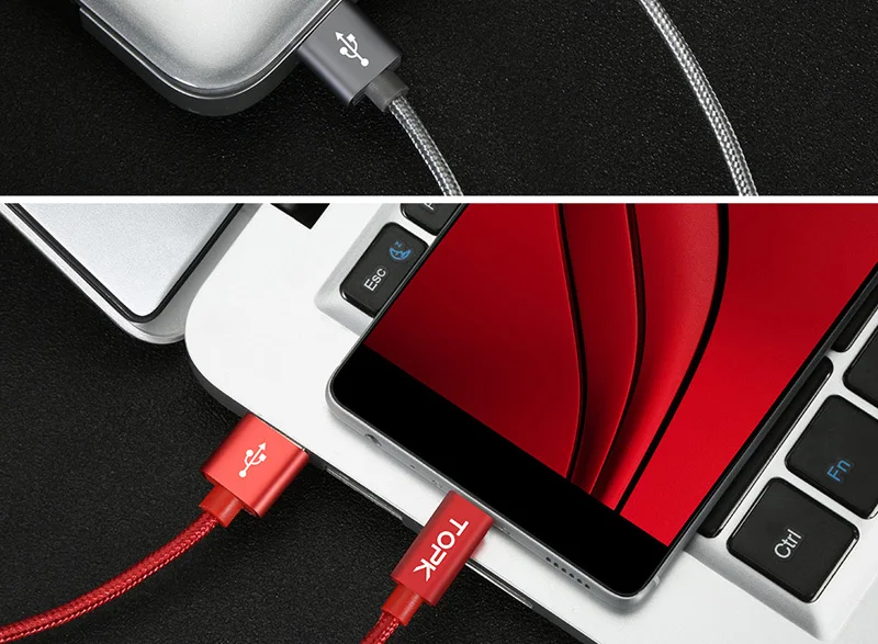 [3 шт. в упаковке] кабель TOPK usb type C с нейлоновой оплеткой корпус из алюминиевого сплава мягкий плетеный провод USB C кабель для устройств и разъемов type-C