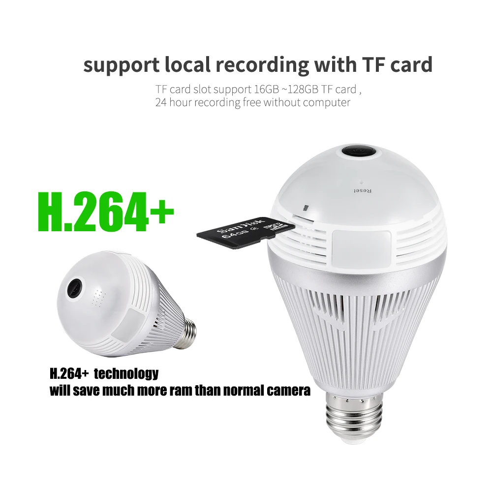Лампа светодиодный светильник wifi ip-камера Wi-Fi рыбий глаз 960 P/3MP/5MP 360 градусов CCTV VR камера Домашняя безопасность WiFi камера панорамная камера