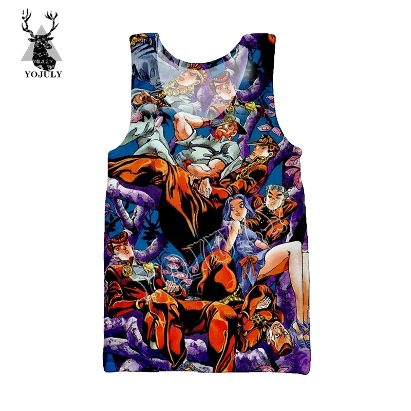 YOJULY Summer Unisex sleeveless shirts 3D Print Anime JoJo Bizarre Adventure Men Vest Women Casual Funny Tops Clothing Ve23