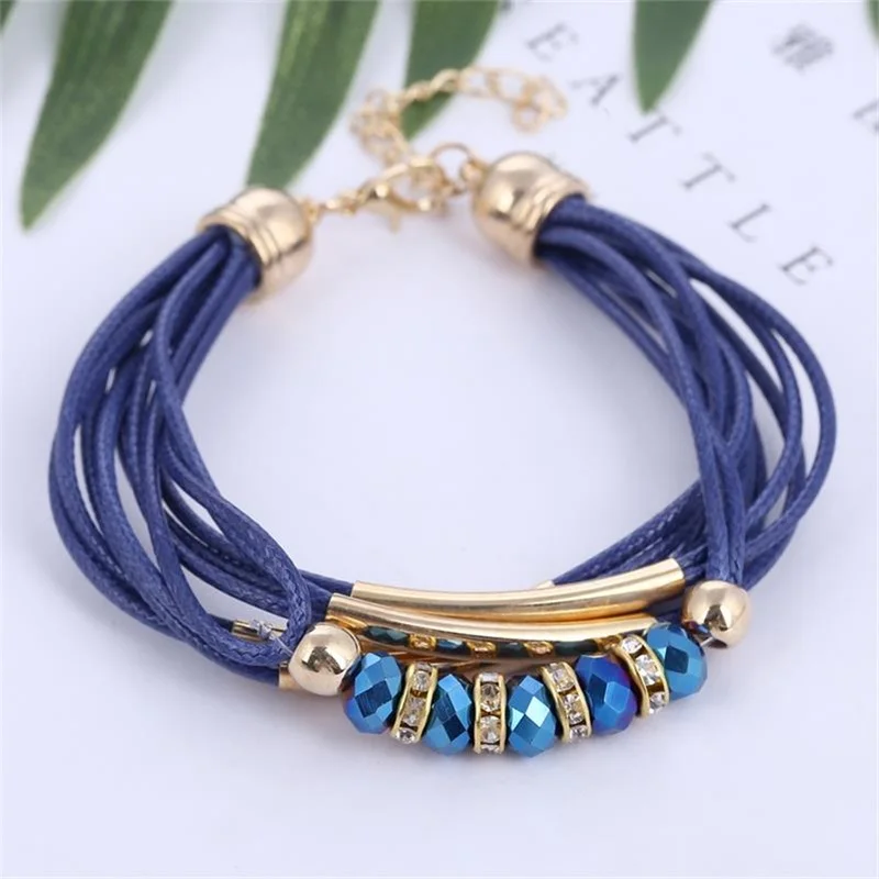SL921 MINHIN, новинка, модный кожаный браслет, часы для женщин, Африканский бисер, амулеты, золотые стразы, часы, сделай сам, веревка, наручные часы, подарок - Цвет: SL921