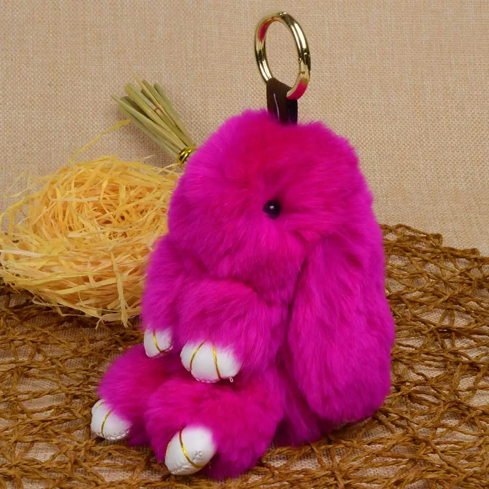13 см кроличий мех кролик брелок Подвеска Шарм брелки для женщин кошелек брелоки