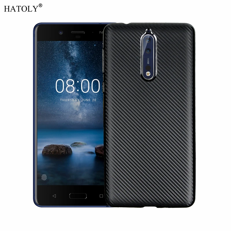 Black HATOLY чехол для Nokia 8 чехол для Nokia 8 мягкий резиновый силиконовый защитный чехол для телефона бампер чехол для телефона для Nokia 8 - Цвет: Black