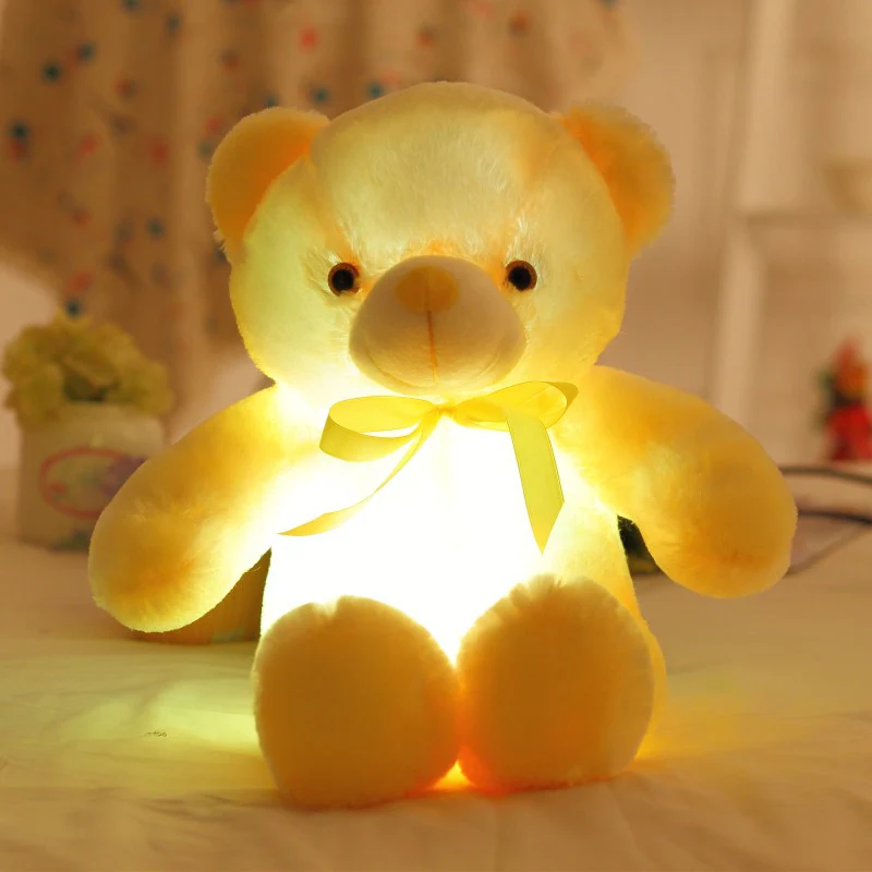 Yellow 1 шт., 50 см, Креативный светодиодный светильник, индуктивный Мишка, мягкие животные, плюшевая игрушка, красочный светящийся Мишка, рождественский подарок для детей - Цвет: Yellow