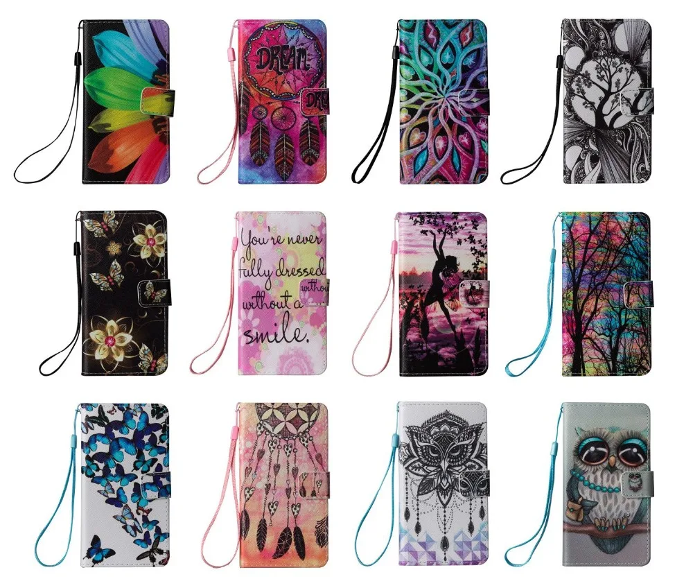 Украшенная бабочкой улыбка Сова чехол бумажник с крышкой подставкой кожаный для