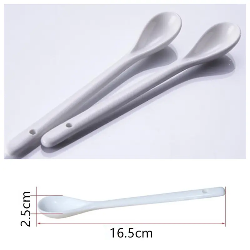 Mini Small White Rice Dessert Long Soup Children Spoon Set Ceramic Kitchen Table Tools Tableware Kids Gift Spoons F20173484 | Дом и сад
