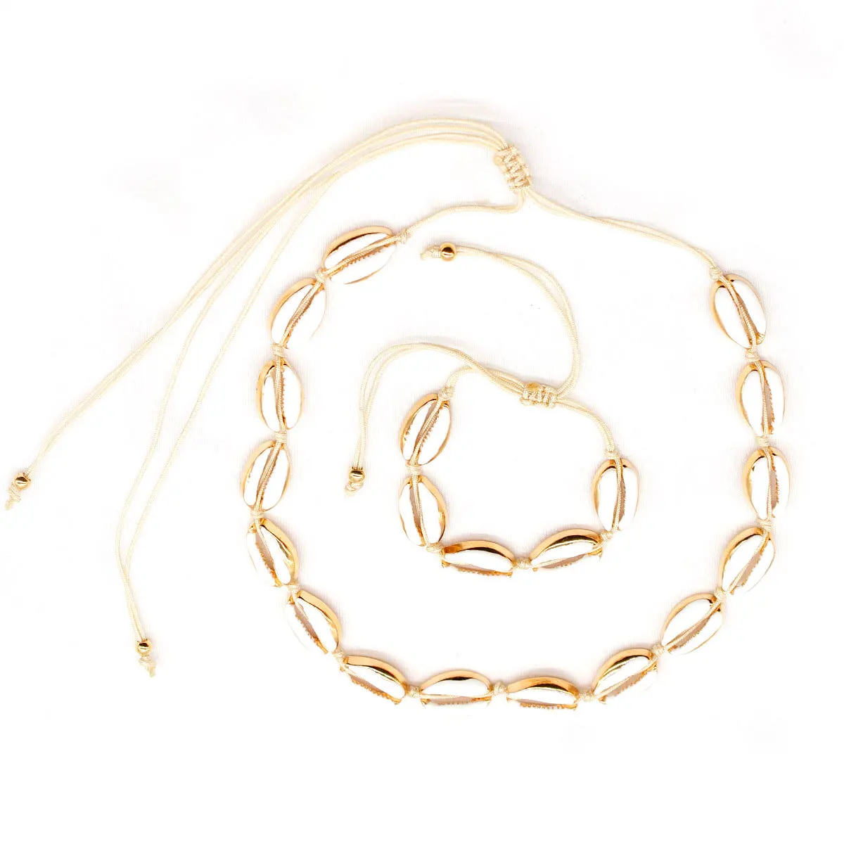 

Bohemian Jewelry Creative Jewelry Set Natural Shell Hand Knotted Choker Necklace Bracelet Women Accessories