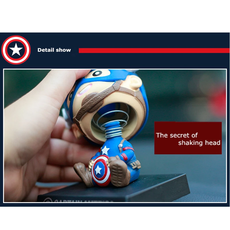 Creativity Cute Cartoon Captain America Shaking Head Nodding Trinket Dashboard For Car Ornaments Decoration Auto Accessories | Автомобили