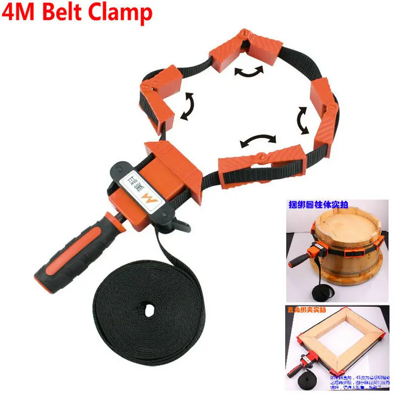 Nylon Multi-Function Binding Belt Clamp Polygons Angle Clip With 4M Long Non Skip TPR Handle Woodworking Tool |