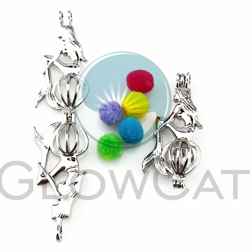 5 шт. Русалка жемчужная клетка медальон кулоны из нержавеющей стали с распылением