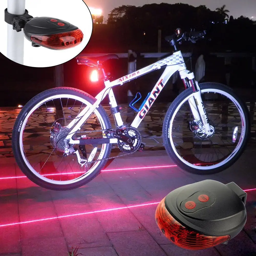Bicycle Tail Light Waterproof Bike Rear Lights Cycling 7 Cool Flash Mode For Accessories (5LED+2Laser) | Спорт и развлечения