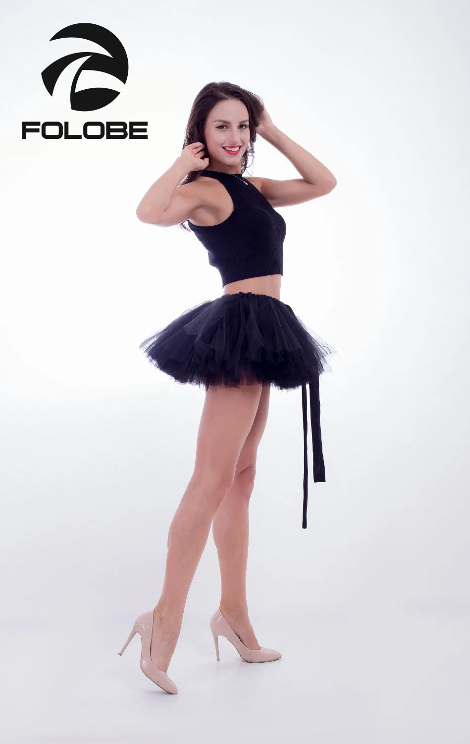 FOLOBE Черная Женская Тюлевая балетная юбка для взрослых танцовщица многослойная