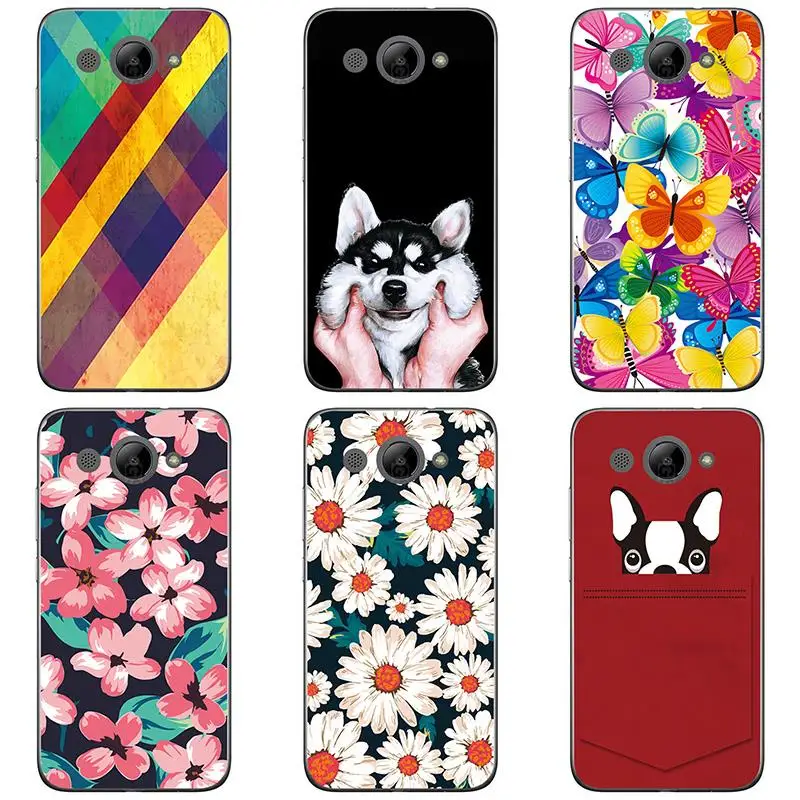 Soft Silicon phone case cover For Huawei Y3 2017 shell Colorful printing design Painted TPU Flower |