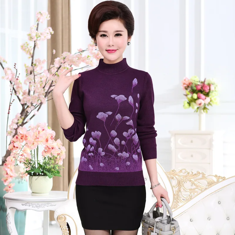 Свитер женский трикотажный с длинным рукавом и принтом на Рождество размера плюс