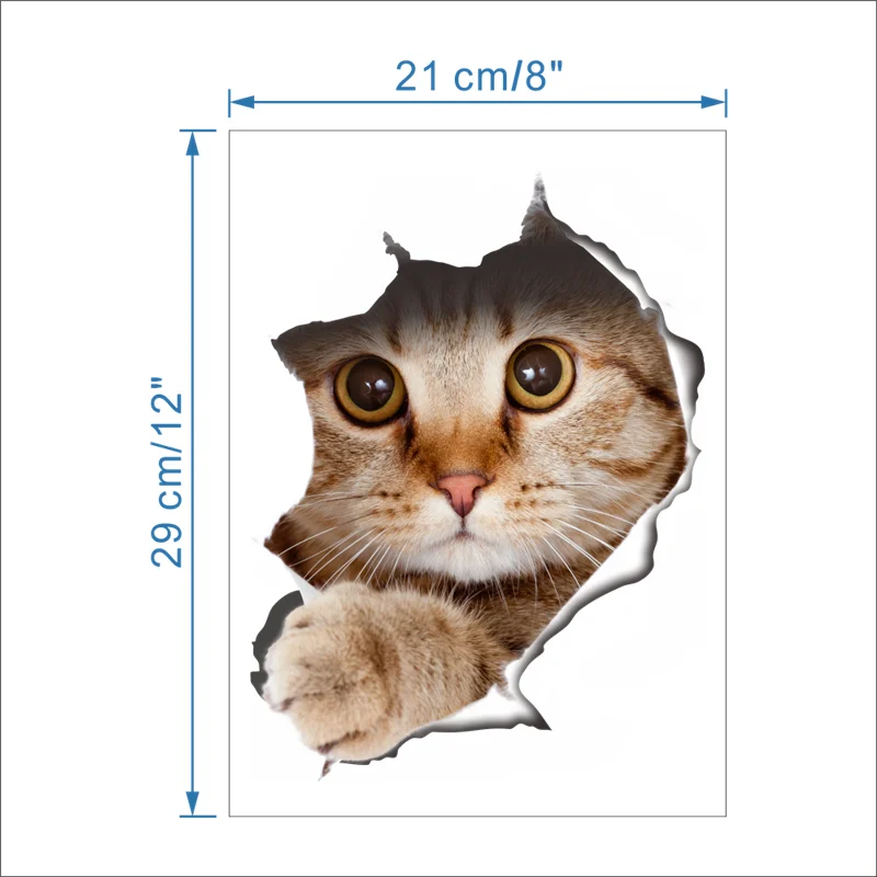 % Кошка яркий 3D переключатель наклейка на стену ванная комната туалет