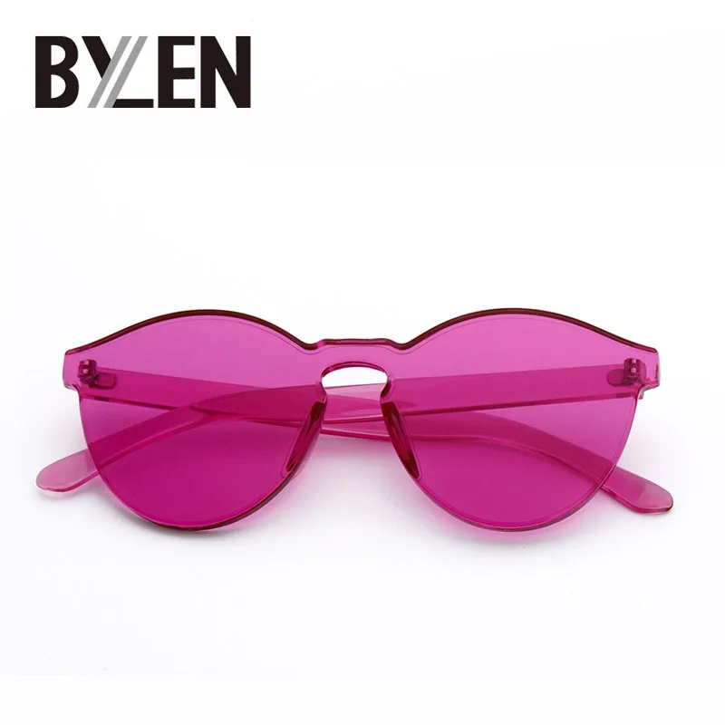 

New Sunglasses Women Cat Eye Shades Luxury Brand Designer Sun glasses Integrated Rimless Eyewear Candy Color UV400