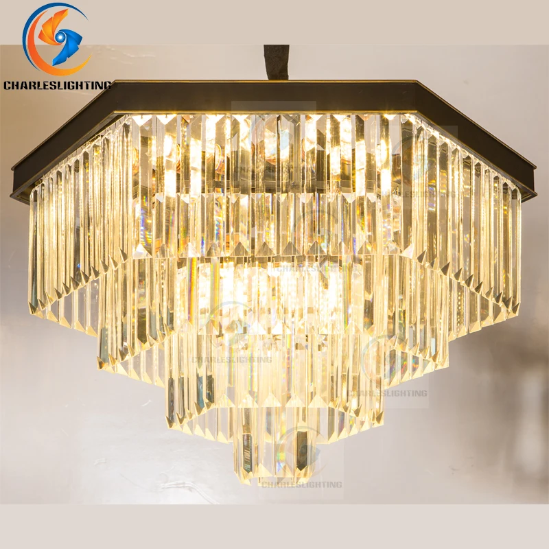 Koop 2018 Nieuwe Post Moderne Luxe Gouden Led Hanglamp Glans K9 Kristallen Hanglamp Led Luminarias Opknoping Lamp Foyer Opschorten Lamp