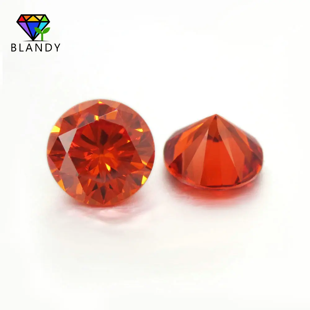 3.0~16mm Loose Cubic Zirconia Stones AAAAA Quality Orange Round Brilliant Cut CZ Stone Synthetic Gems For Jewelry