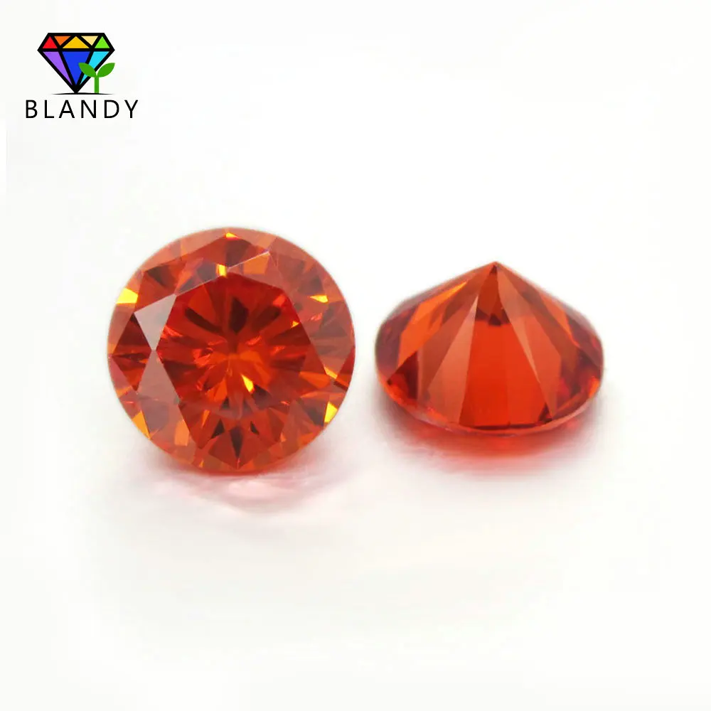 

3.0~16mm Loose Cubic Zirconia Stones AAAAA Quality Orange Round Brilliant Cut CZ Stone Synthetic Gems For Jewelry