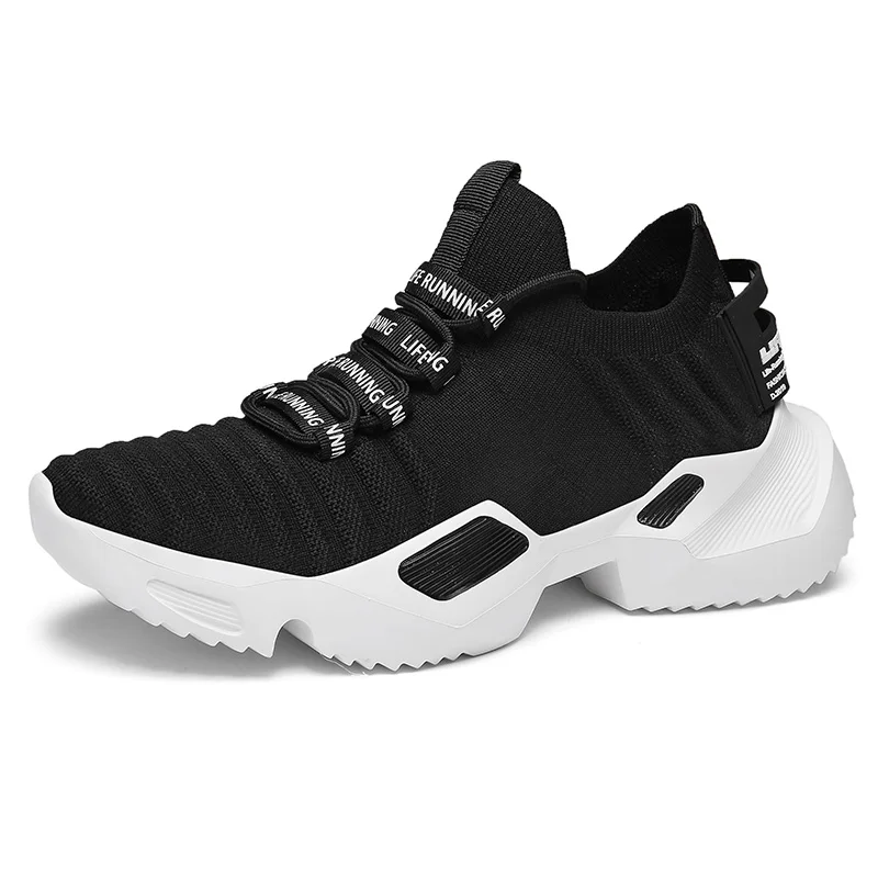 Black A BomKinta/Мужская обувь для папы на толстой подошве; Цвет черный, белый, красный; дышащие удобные кроссовки на платформе; мужские кроссовки размера плюс 46 - Цвет: Black A