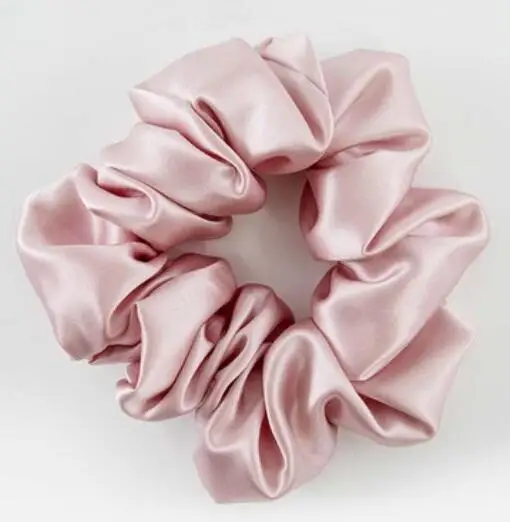 Light Pink Модные женские красивые Однотонные резинки для волос из чистого шелка, милые резинки для волос OL, базовые аксессуары для волос, держатель для конского хвоста - Цвет: Light Pink