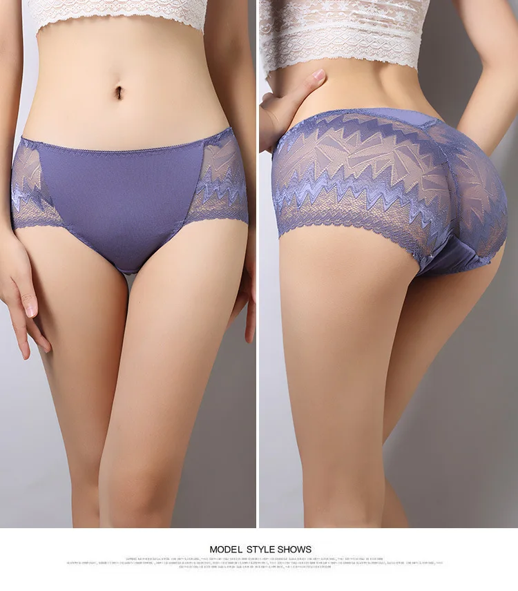2017 Hot sale Women's Sexy Full Lace Panties With Big Size S-XL High-Crotch Transparent Floral Bow Briefs Underwear Culotte Femm |