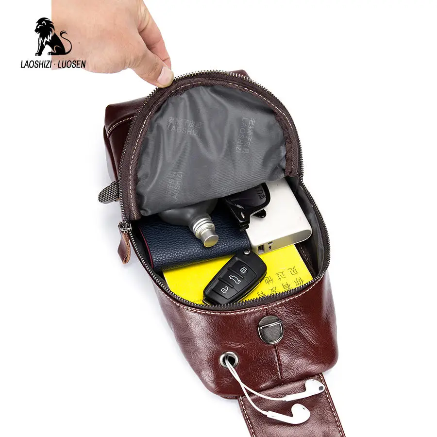 LAOSHIZI LUOSEN модные сумки через плечо из натуральной кожи мужские маленькие