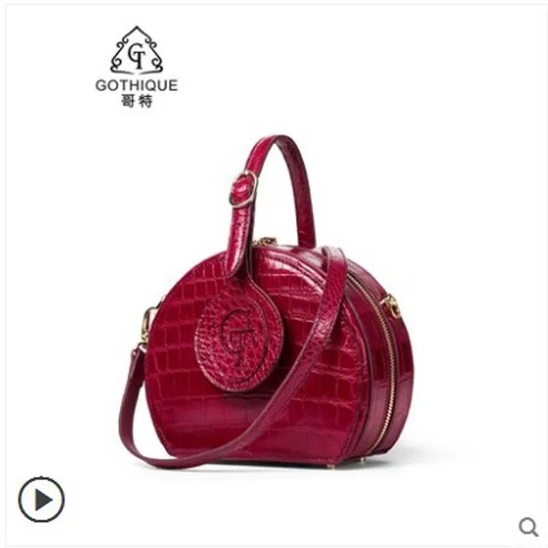 

gete 2019 new Crocodile leather woman bag new Nile crocodile belly small round packets shoulder bag female crossbody bag leather