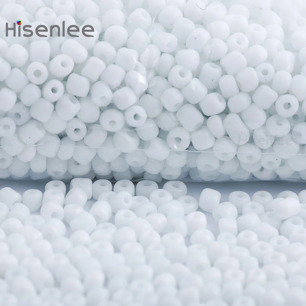 Hisenlee 4MM 50g (about 500pcs) White Czech Glass Seed Spacer Beads Austria Round Ceramic Texture Never Fade For Kid DIY | Украшения и