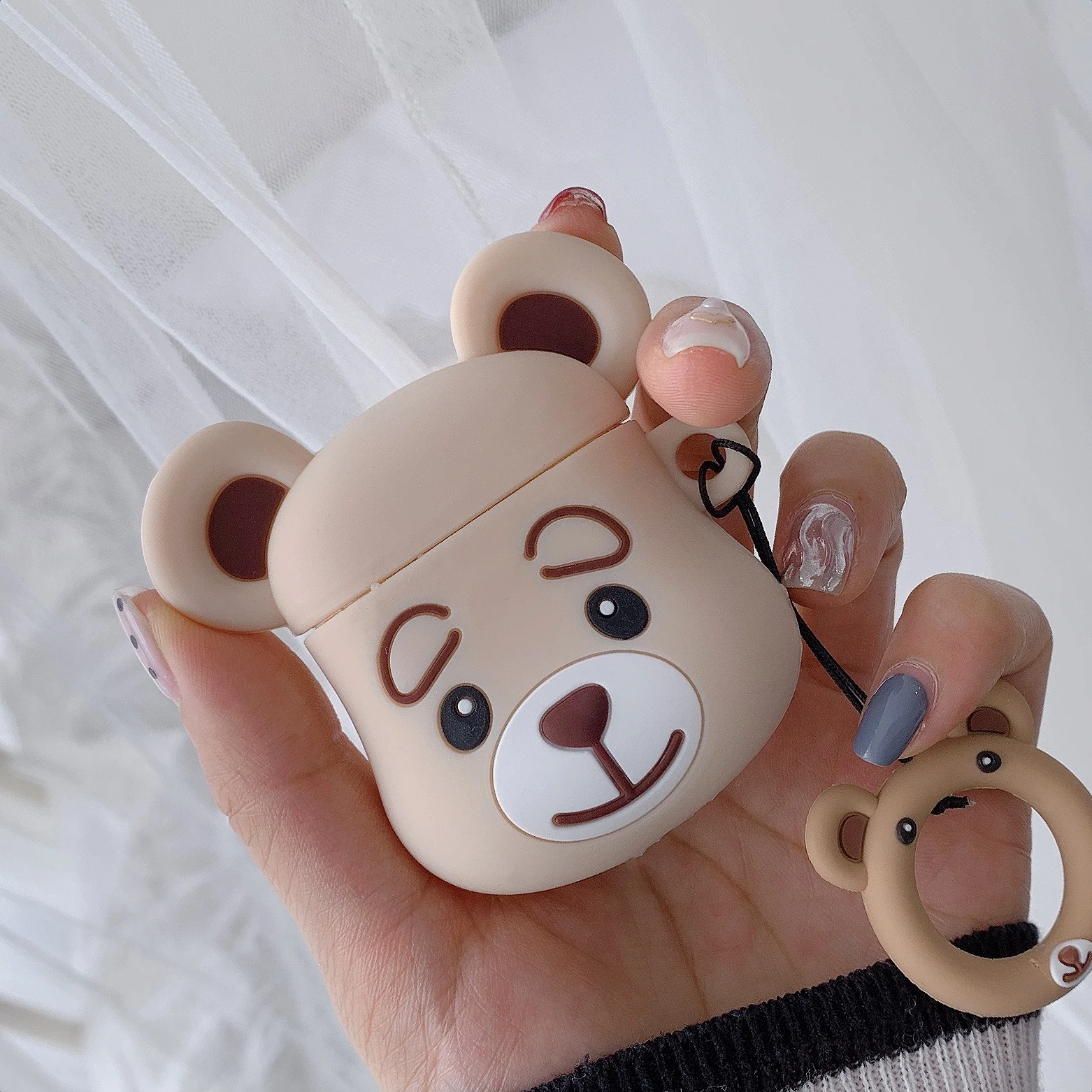 Мультяшный медведь беспроводной Bluetooth чехол для наушников Apple AirPods коробка