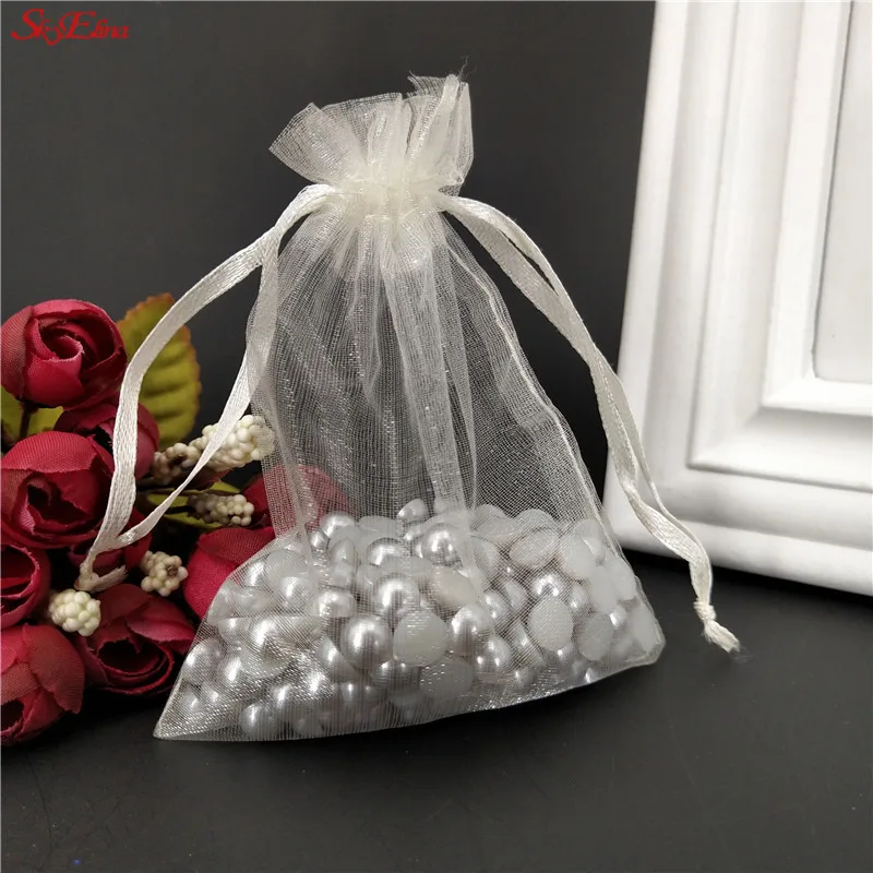 50pcs Organza Sheer Gauze Element Jewelry Bags Packing Drawable Wedding Gift Sachet Bag 5Z |