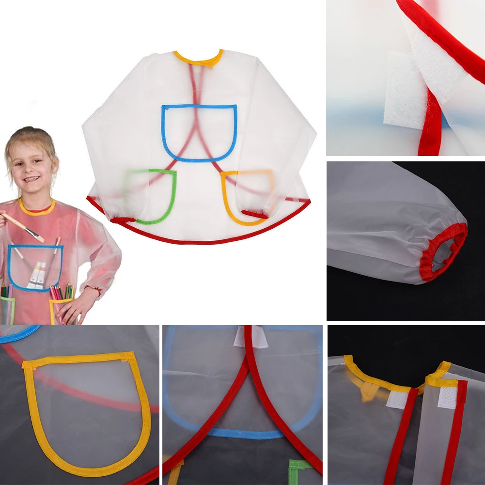 Home Easy Clean Long Sleeve Painting Apron Drawing Protective Cooking School With Pockets Toddlers Anti-dirt Kids Waterproof DIY | Дом и сад