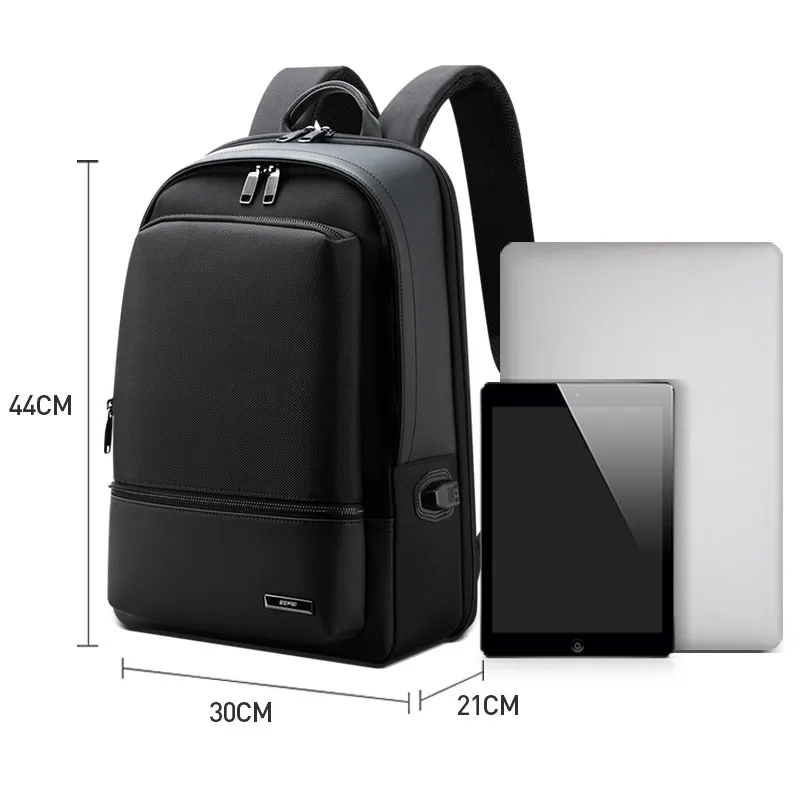 BOPAI Водонепроницаемый черный рюкзак большой емкости Anti Theft Back Pack USB для мужчин