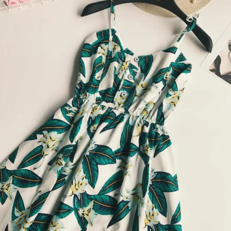 Летнее платье SEDUTMO с принтом 2018 Женская туника платья на бретелях-спагетти